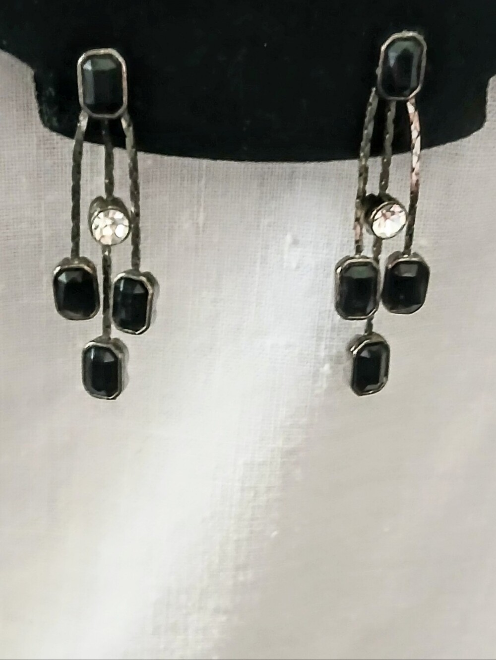 Black and Silver Drop Dangle Earrings